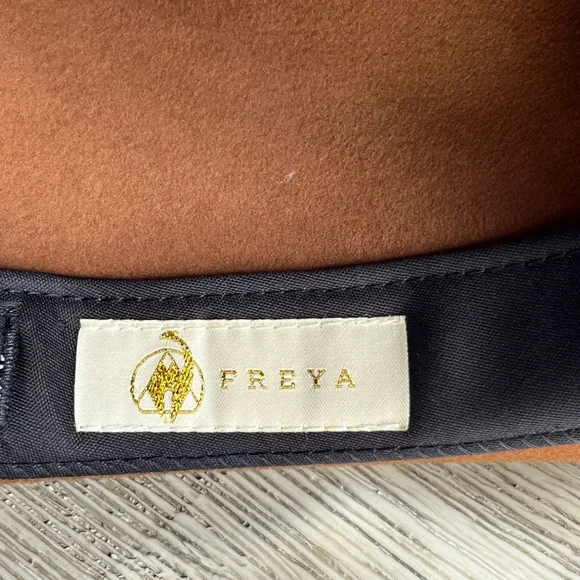 Freya Brown Fedora Hat with Ribbon & Feather Accent 100% Wool